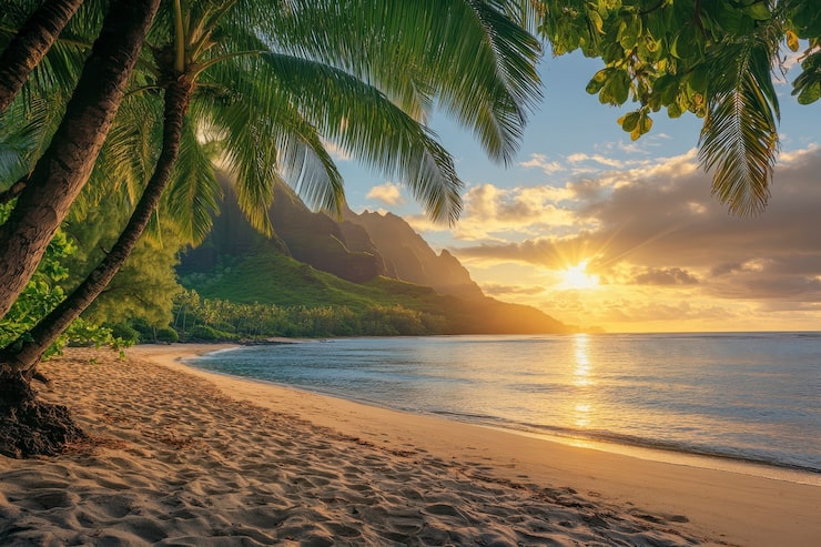 Foto gratuito paisaje de playa de hawai con naturaleza y costa