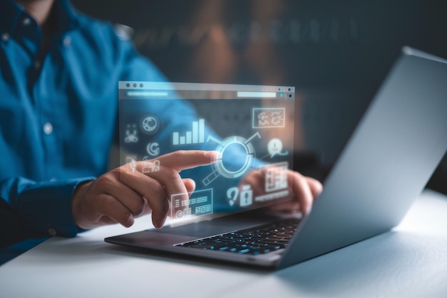 Foto los chatbots digitales son asistentes de conversación para proporcionar acceso a los datos de crecimiento de los negocios en línea.