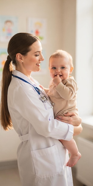 Foto médico examinando al bebé