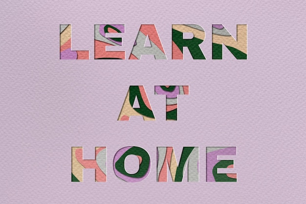 Free Photo learn at home typography in paper cut font