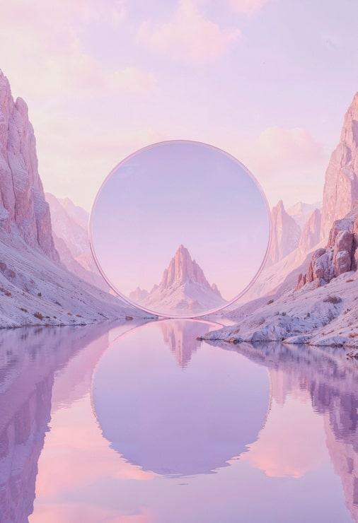 Free Photo purple mountain lake aesthetic