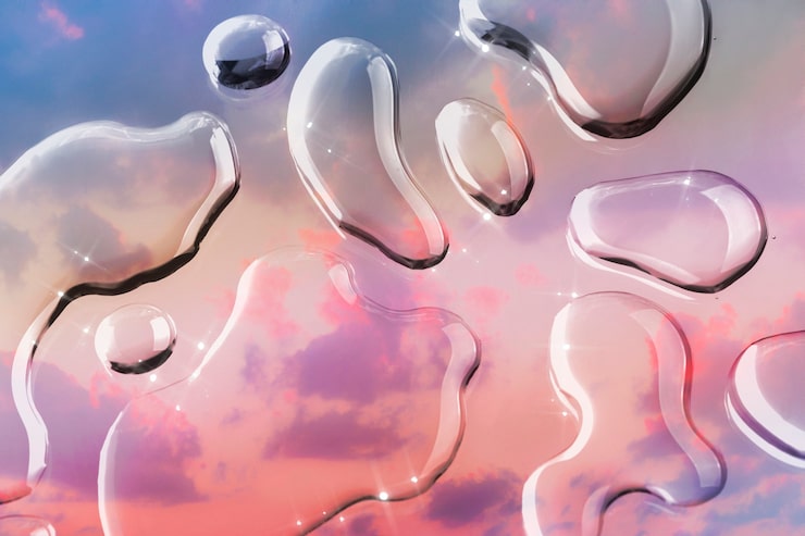 Free Photo water drops texture background, aesthetic pastel sky design