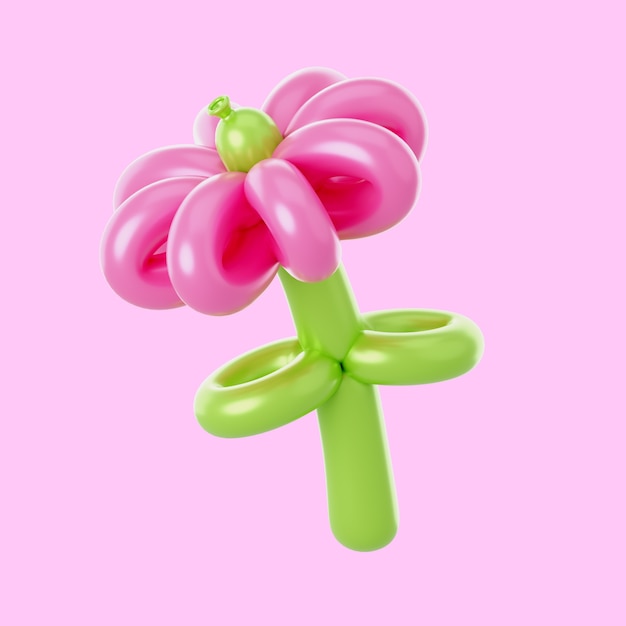 免费PSD 带有气球花的3d庆祝图标