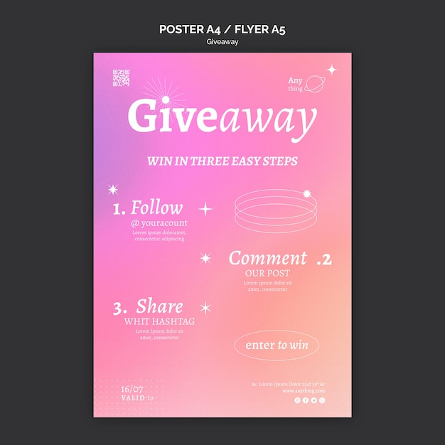 Free PSD abstract gradient giveaway poster template