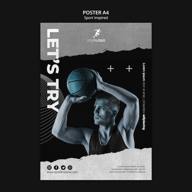 Free PSD basketball training poster template