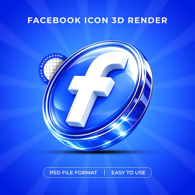 Free PSD facebook logo social media icon 3d render