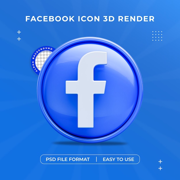 Free PSD facebook logo social media icon isolated 3d render illustration