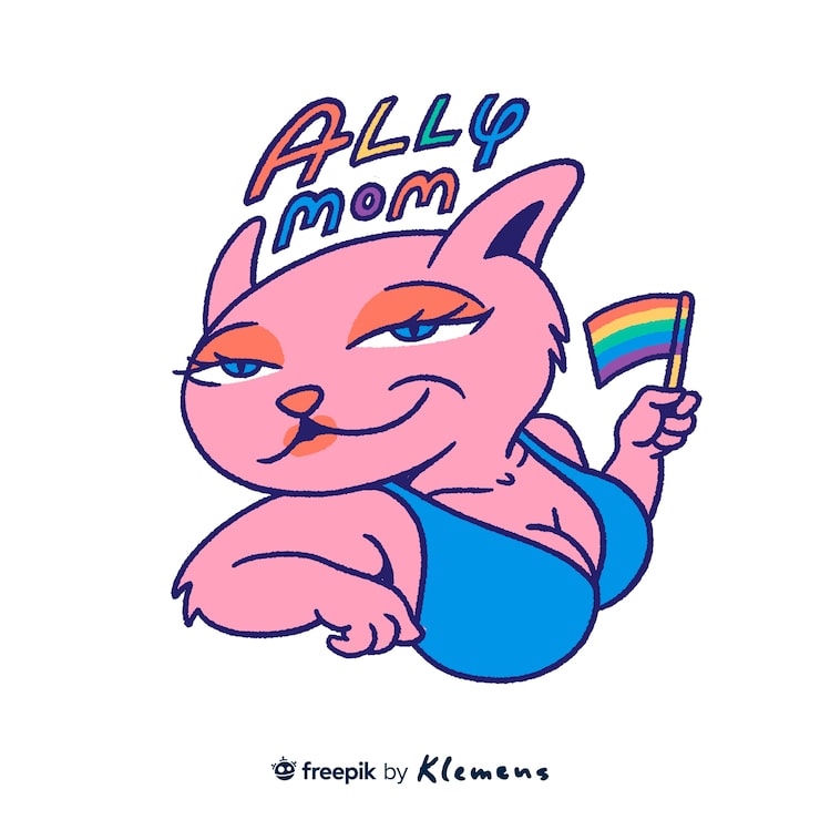 Hand drawn ally mom cat