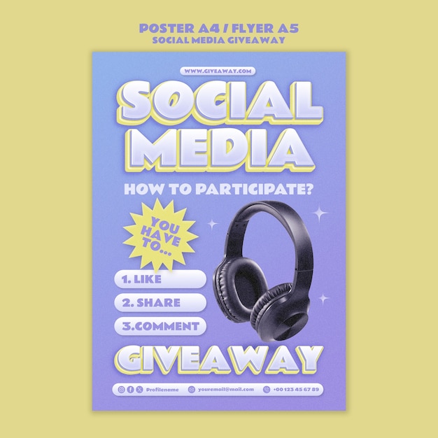 Free PSD social media giveaway template design