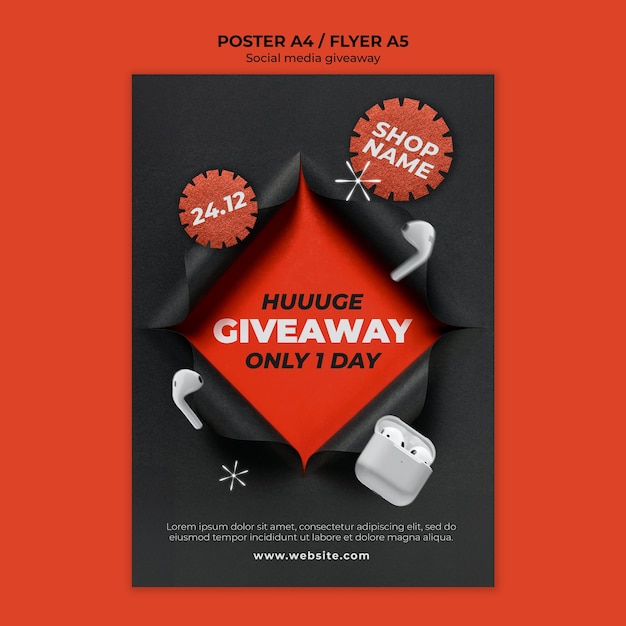 Free PSD social media giveaway template design