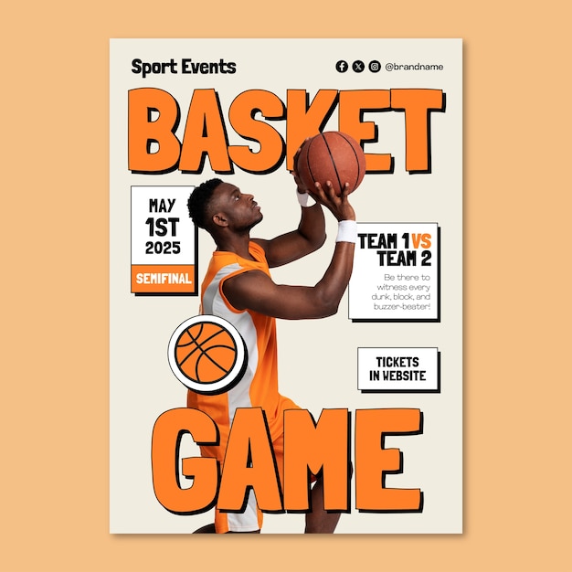 Free Vector basketball  poster template design