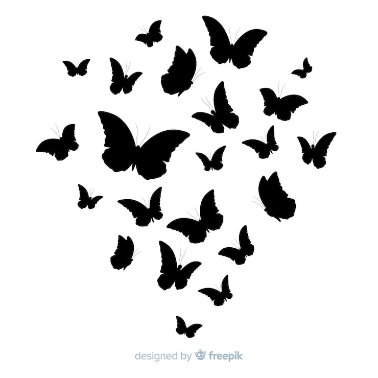 Free Vector butterfly silhouettes flying