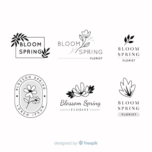 Free Vector collection of  wedding florist logos