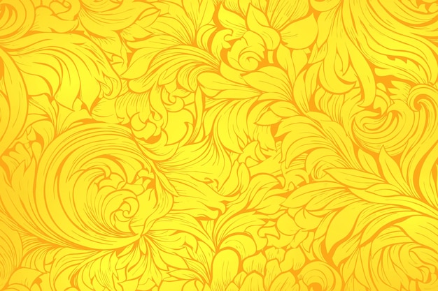 Free Vector elegant yellow ornament floral leafs background