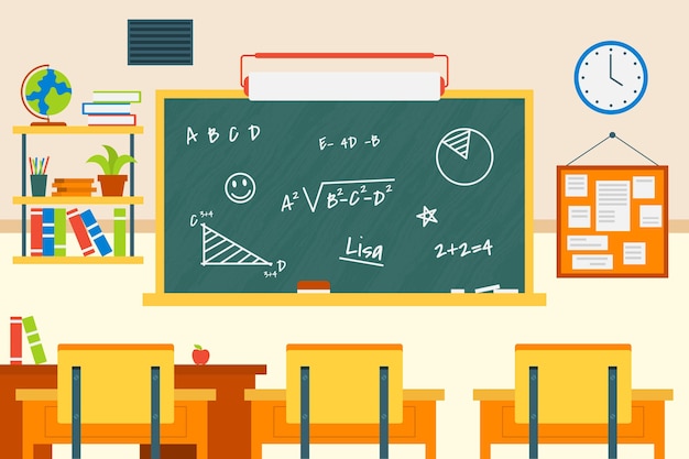 ฟรี Vector พื้นหลังห้องเรียนว่างเปล่าสำหรับการประชุมทางวิดีโอ