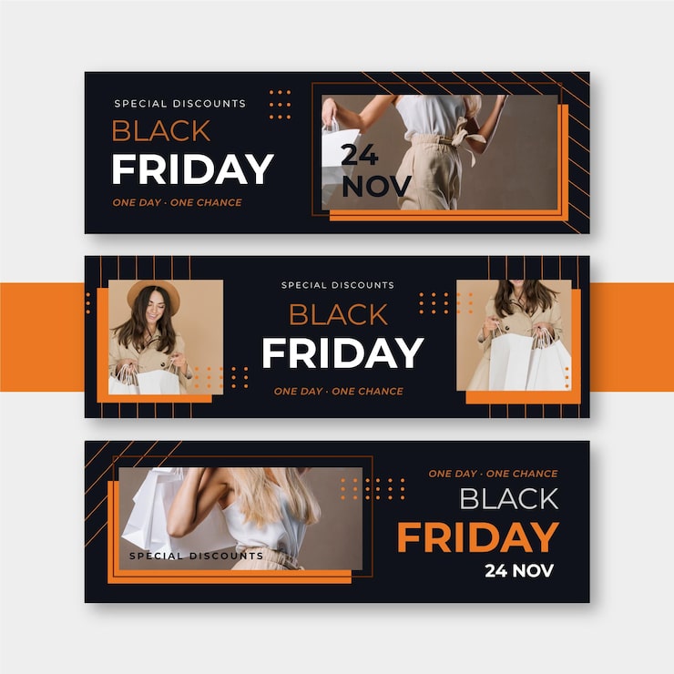 Free Vector flat design black friday banners template