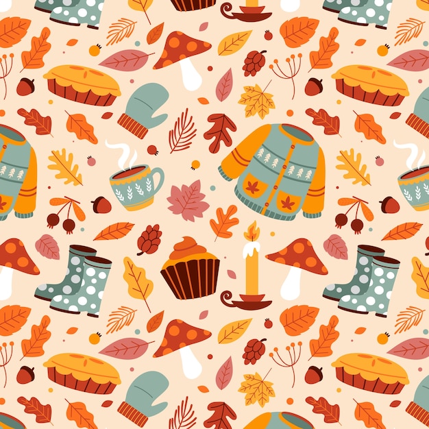 Free Vector flat pattern design for fall season celebration