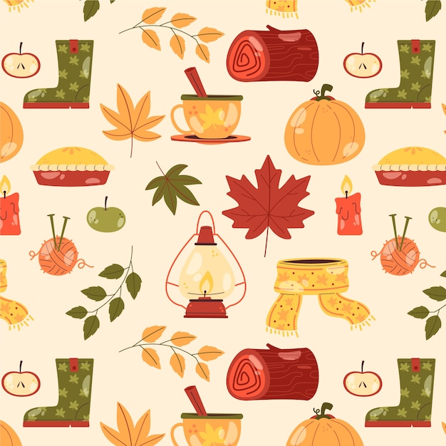 Free Vector flat pattern design for fall season