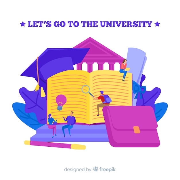 免费Vector 扁平化大学概念