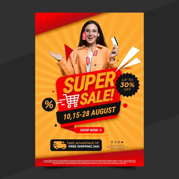 Free Vector gradient sale poster with photo