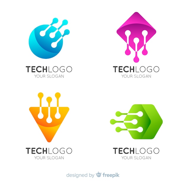 Free Vector gradient technology logo template collection