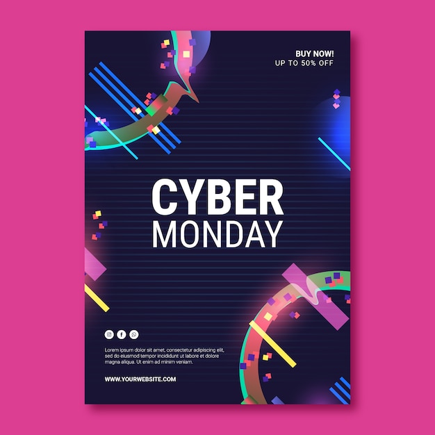 ฟรี Vector เทมเพลตโปสเตอร์แนวตั้งไล่ระดับสีสำหรับการขาย cyber monday
