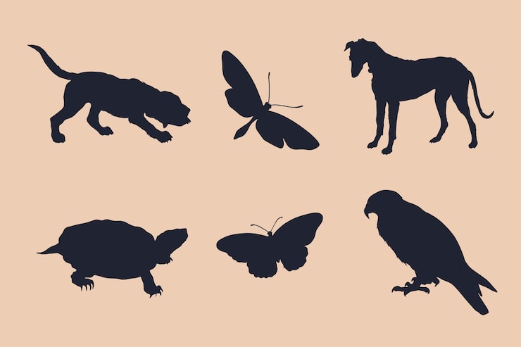 Free Vector hand drawn animals silhouette illustration