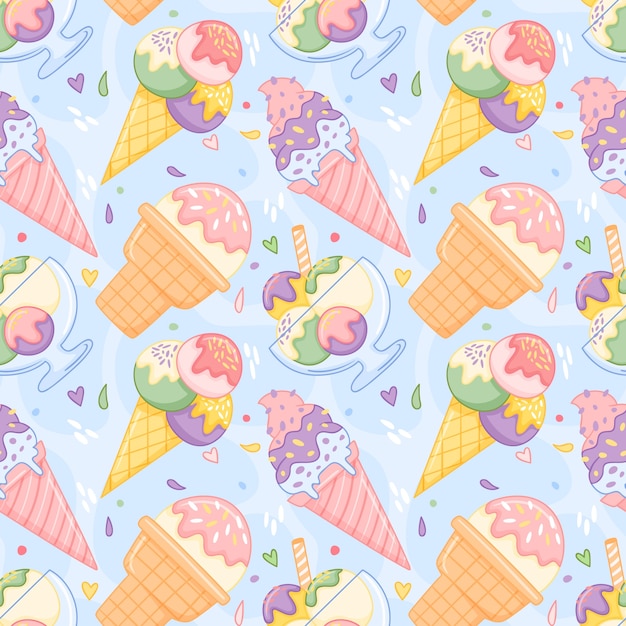 Hand drawn pastel summer pattern design
