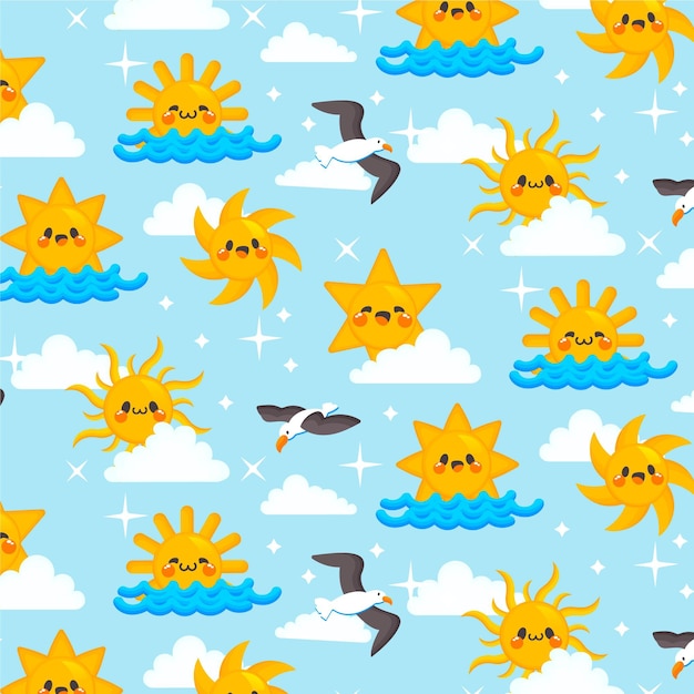 免费Vector 手绘太阳图案