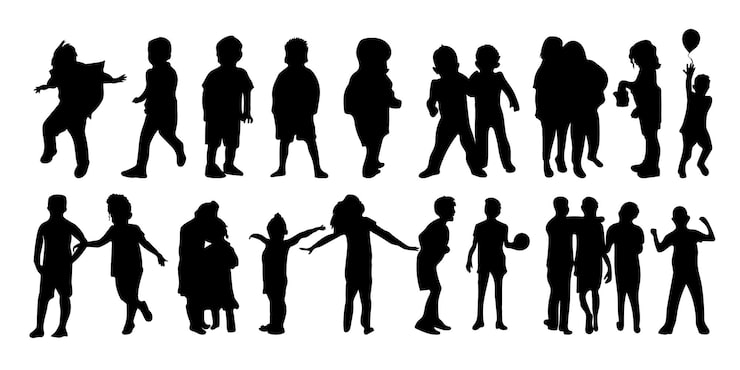 Free Vector kids silhouette children silhouettes pack