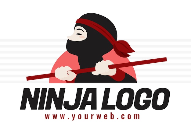 Free Vector ninja logo template in flat design