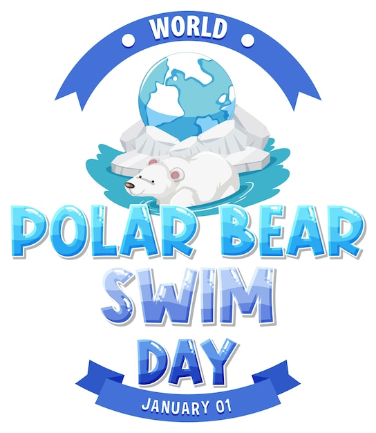 Free Vector polar bear swim day banner design