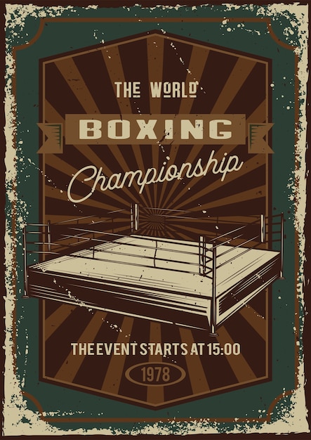 Free Vector poster design with illustration of advertising of boxing championship