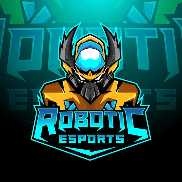 Free Vector robotic esports gaming logo design
