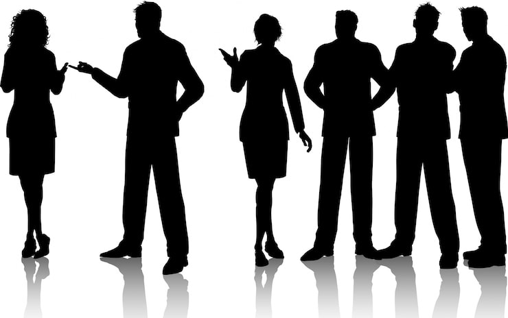 Free Vector silhouettes of a group of business people having conversations