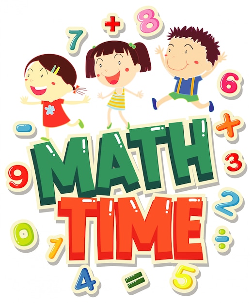 ฟรี Vector คำศัพท์สำหรับ time 4 math กับเด็กๆ ที่มีความสุข