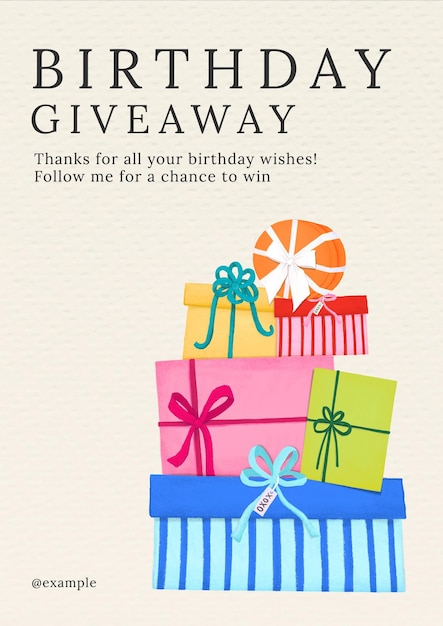 Photo birthday giveaway poster template and design
