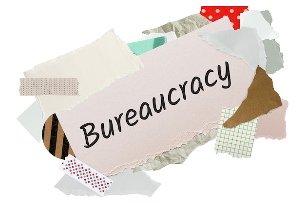 Photo bureaucracy png word sticker aesthetic paper collage typography transparent background