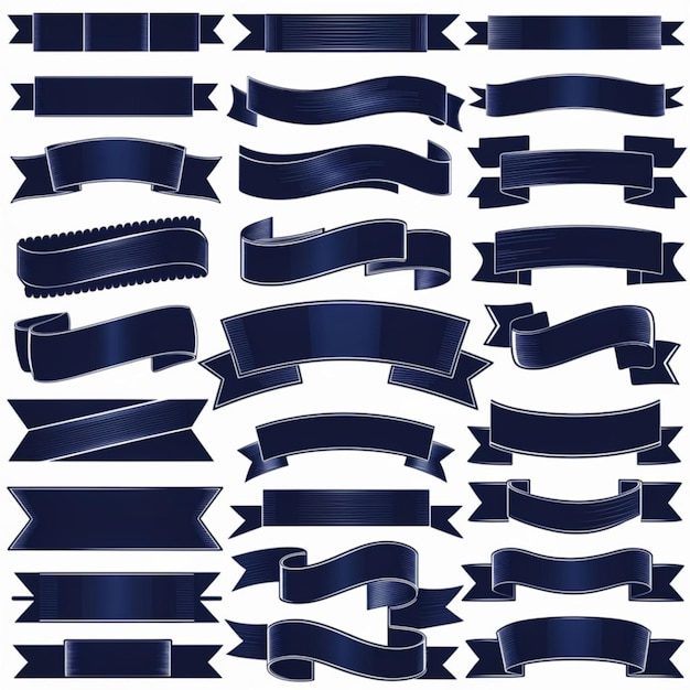 Photo a collection of blue and white banners with the words blue ribbon