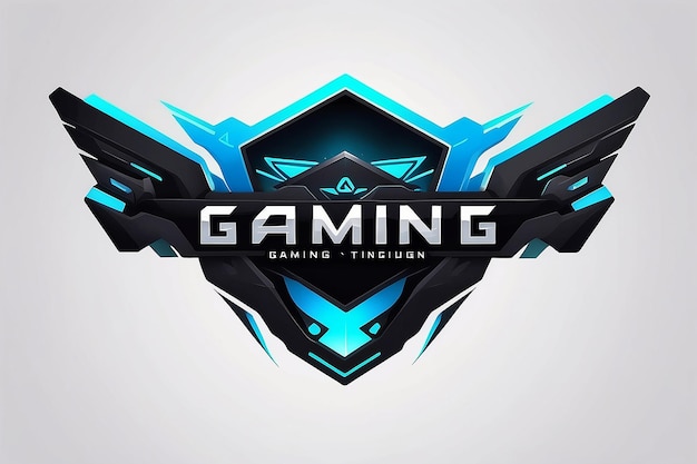 Photo futuristic gaming logo template