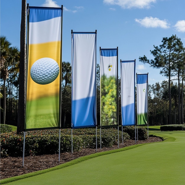 Photo an image of a national golf federations logo on event banners