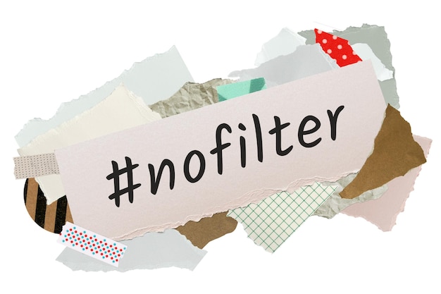 Photo nofilter png word sticker aesthetic paper collage typography transparent background