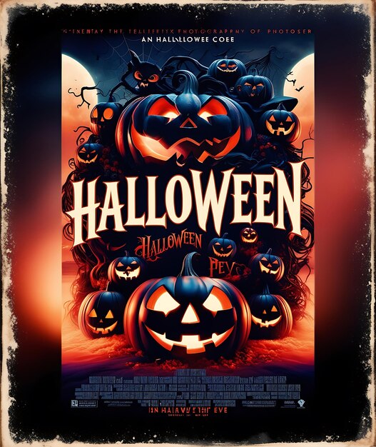 Photo a poster for halloween with a pumpkin on it