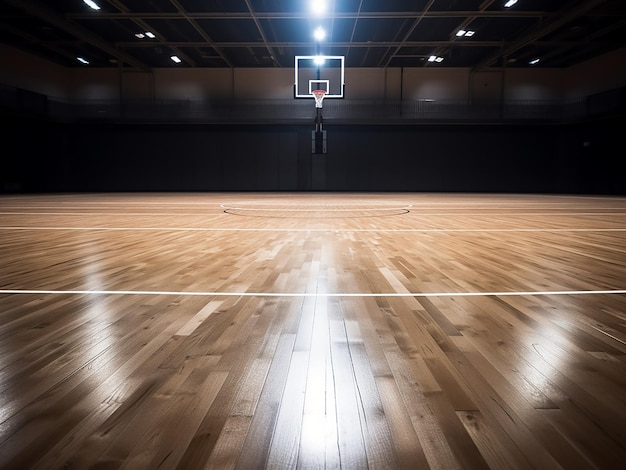 Photo wooden basketball court floor with light effects