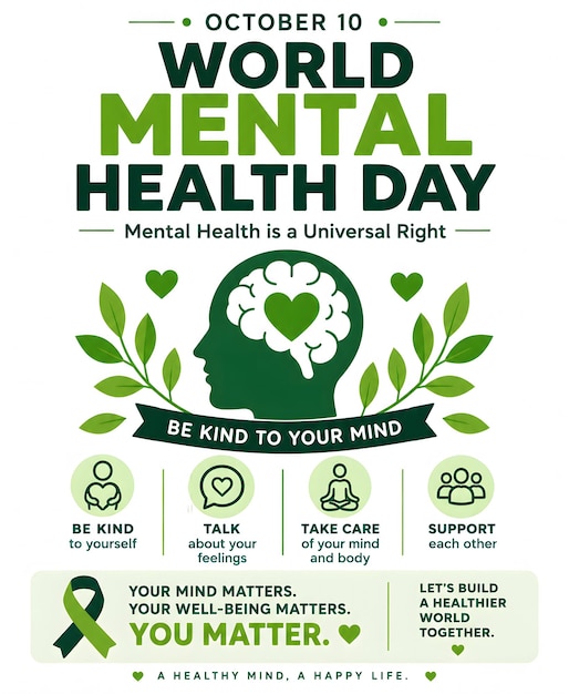 Photo world mental health day poster template