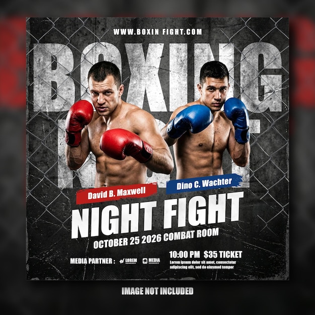 PSD boxing night fight event promotion poster