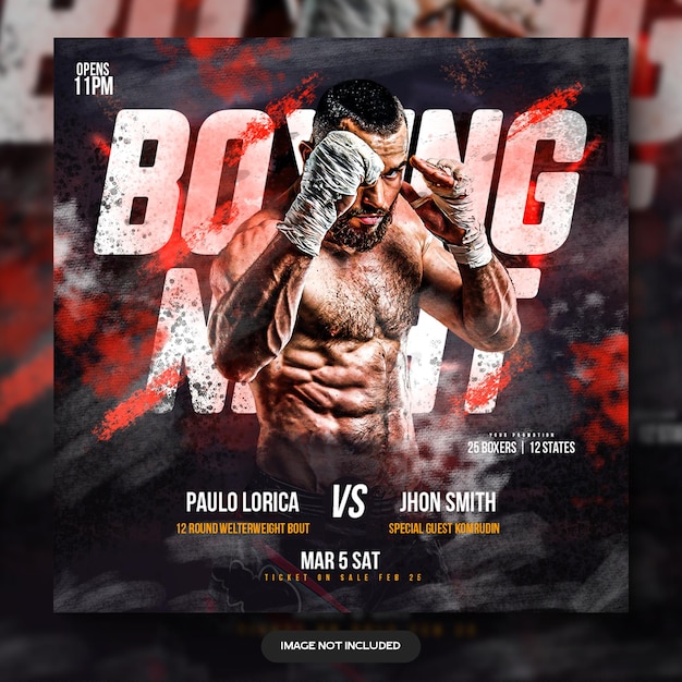 PSD boxing social media and instagram post template