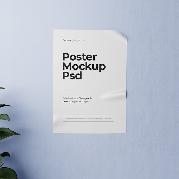 PSD crumpled poster mockup