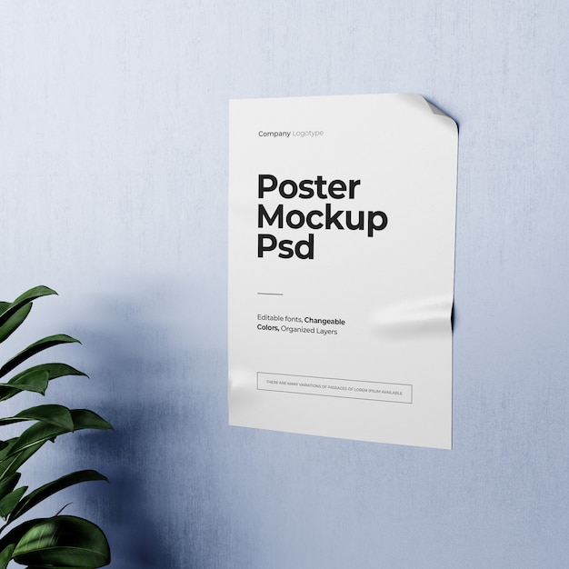 PSD crumpled poster mockup