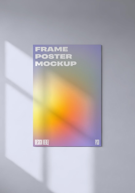 PSD framed poster mockup with gradient artwork